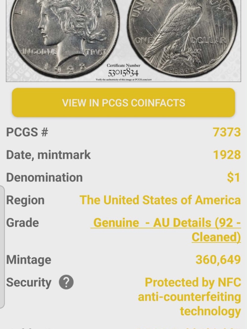 PCGS Certified Silver Coin Record - Gray